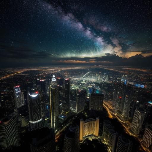 Kuala Lumpur Nightscape with Milky Way