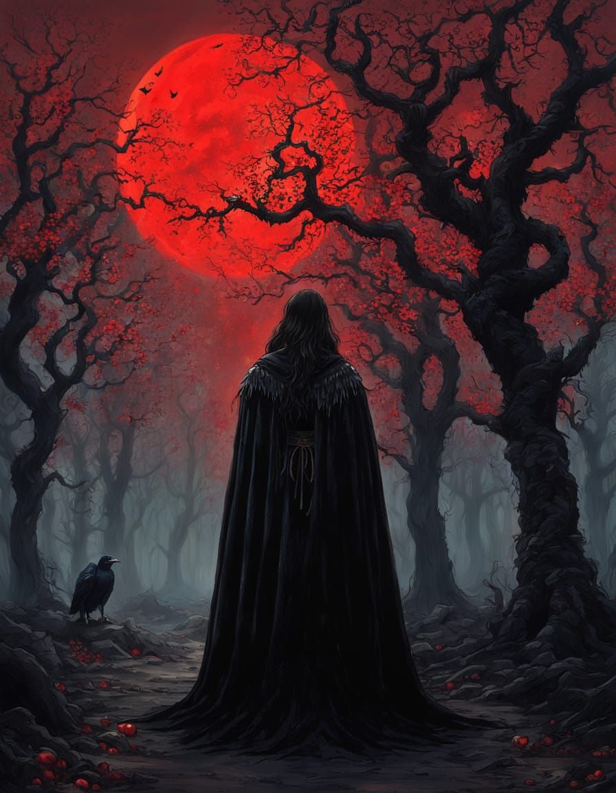 Dark Fantasy Maiden Grasps Poison Apple in a Gothic Horror S...