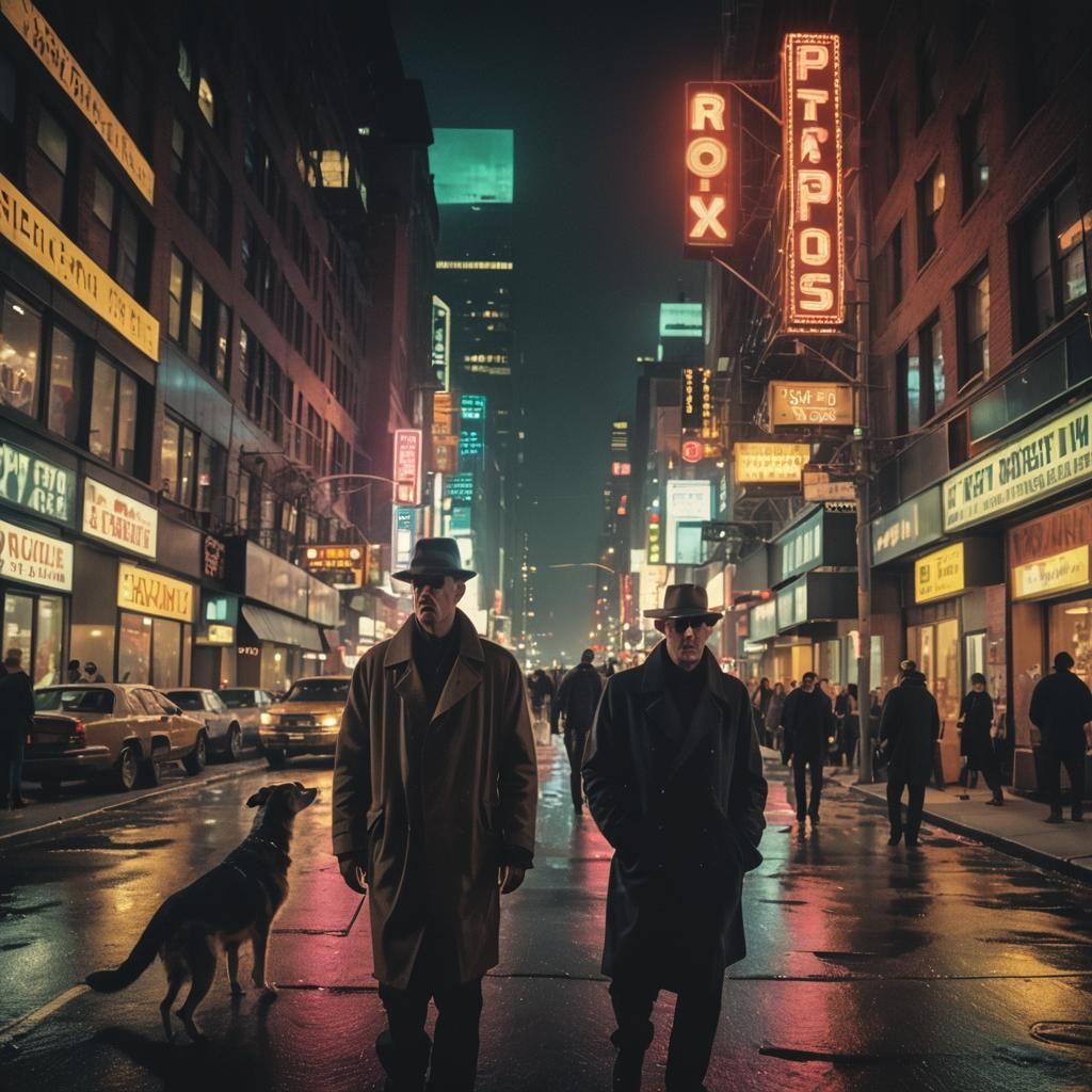 New York Night Scene with Disco Lights