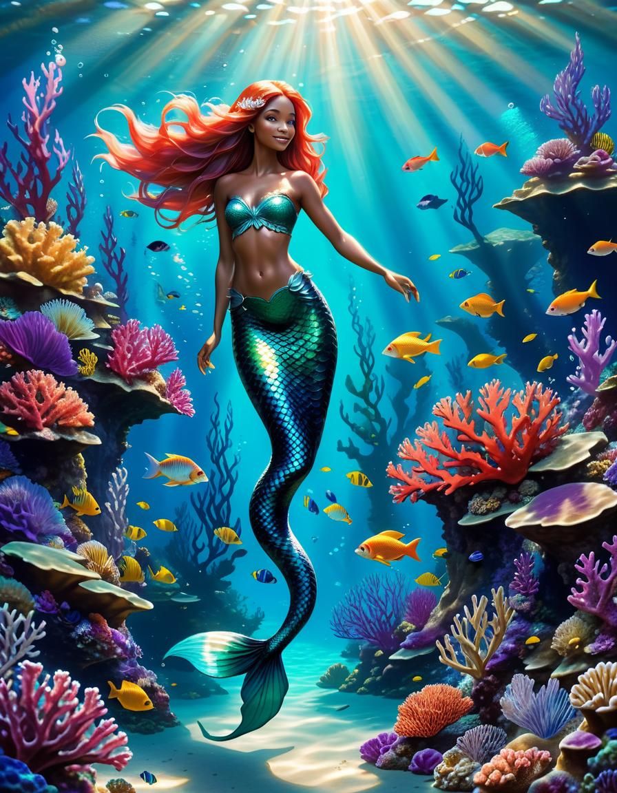 Mermaid in Underwater Kingdom: A Serene Ocean Scene
