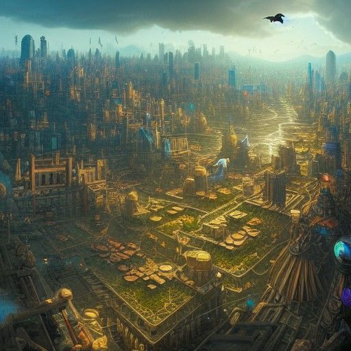 Furry Cyberpunk Megacity Bird's-Eye View