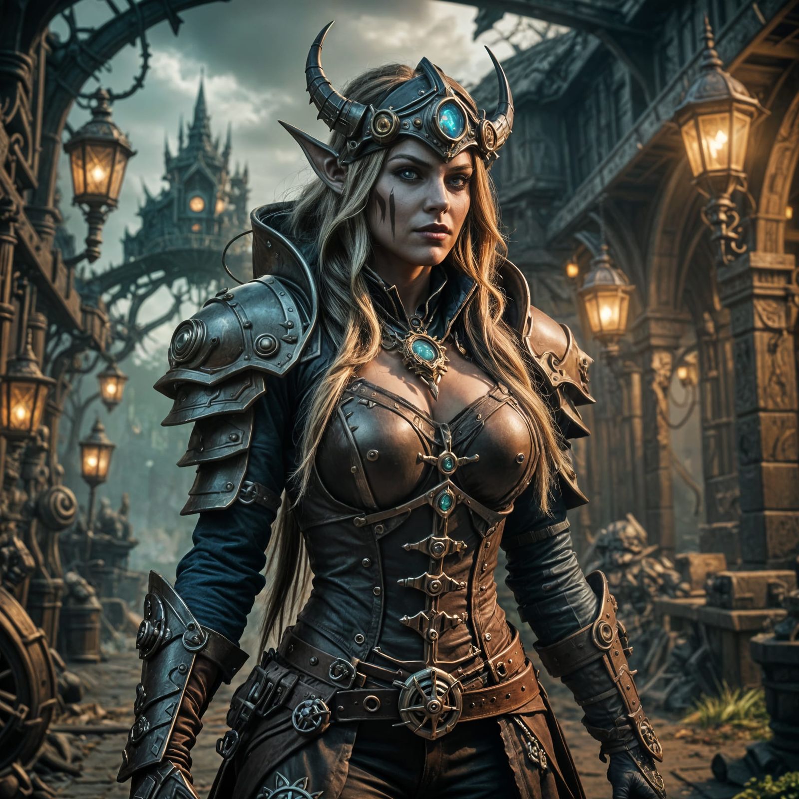 Elegant Steampunk Sylvanas, a Cinematic Masterpiece