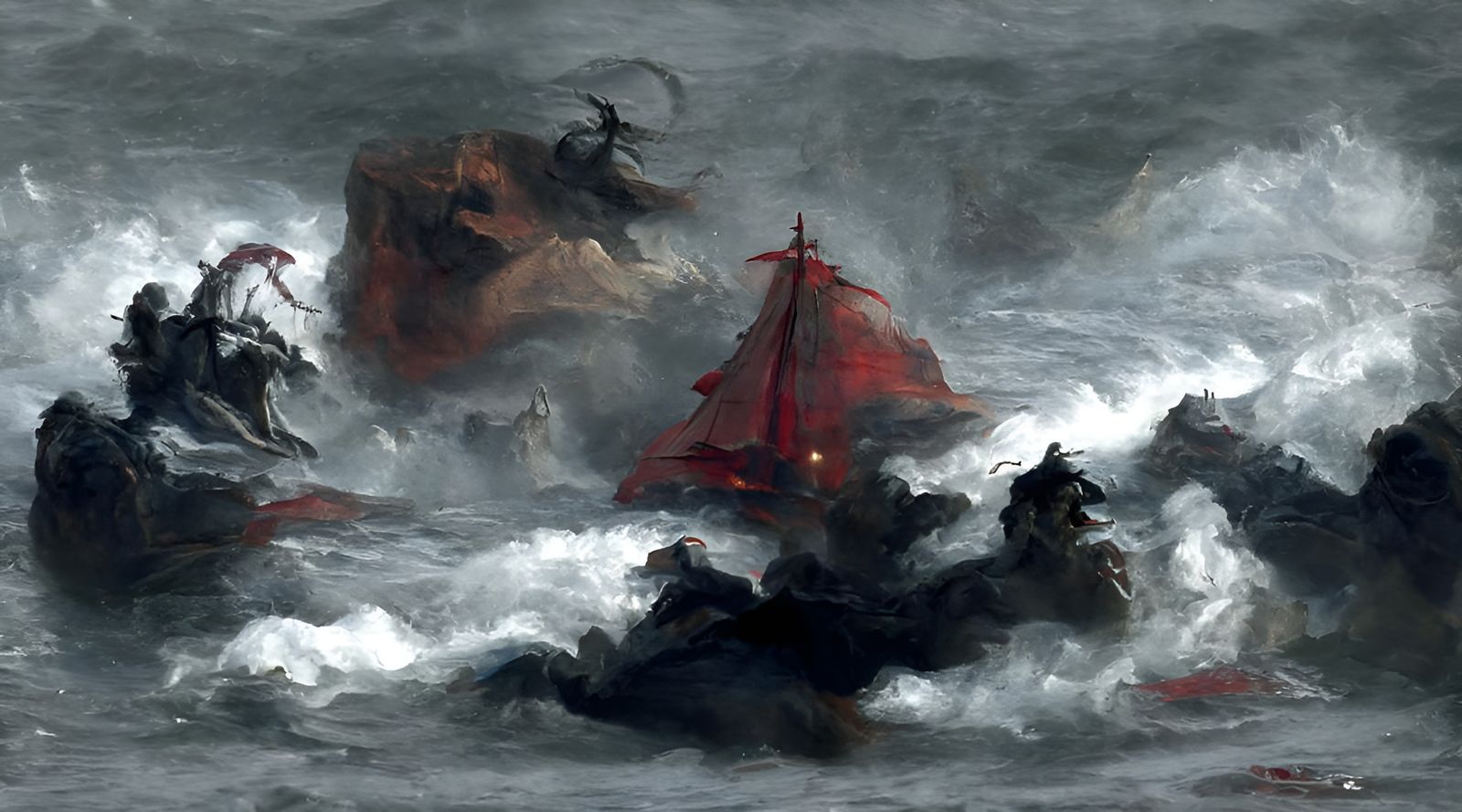 Stormy Sea Galleon: A Cryptic, Detailed Painting