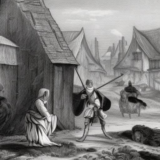 Detailed Matte Painting of a Fantasy Peasant