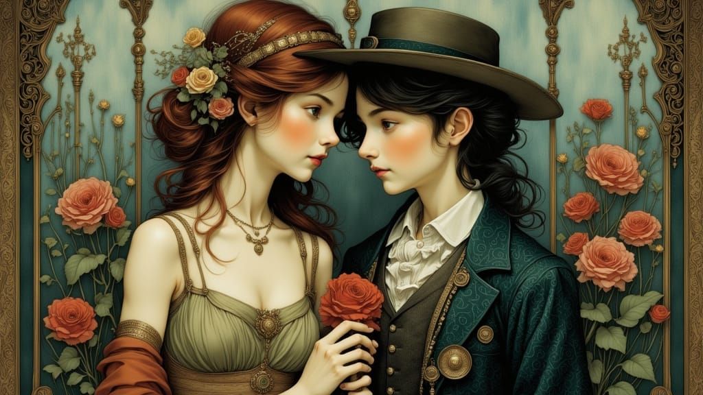 Elegant Portrait of Miss Poison and Mister Salamander