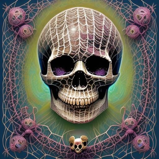 Spiderweb Skull with Floralize Lora Style