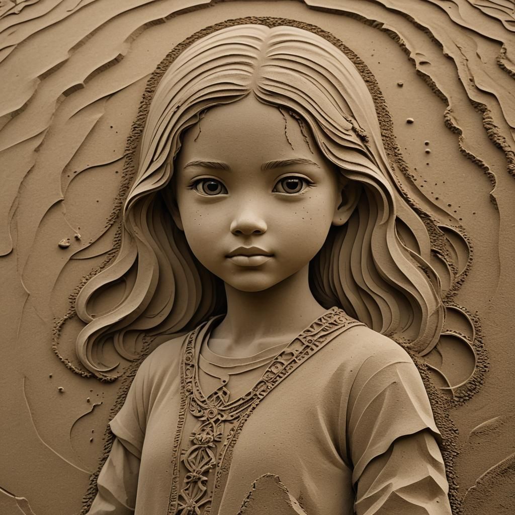 Detailed Sand Art of a Girl