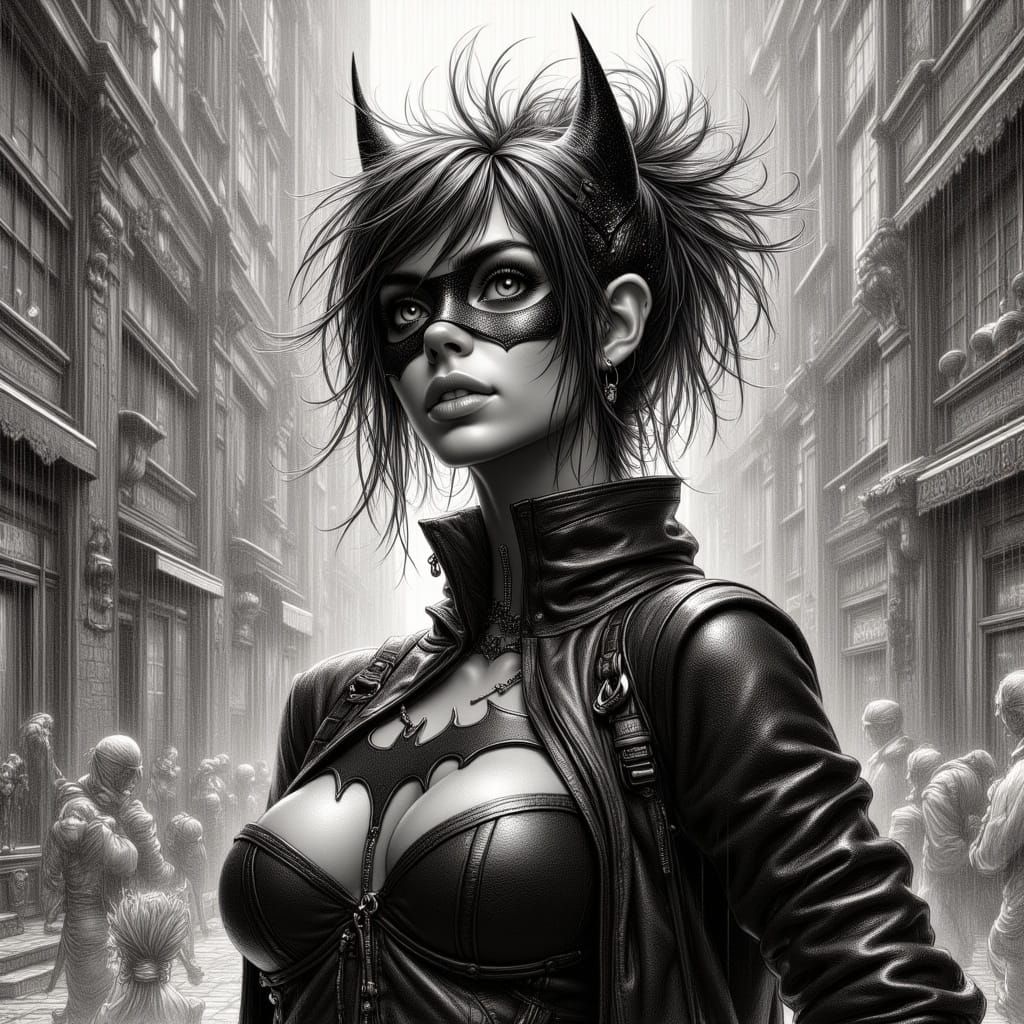 Heroic Batgirl Emerges in Cyberpunk Storm