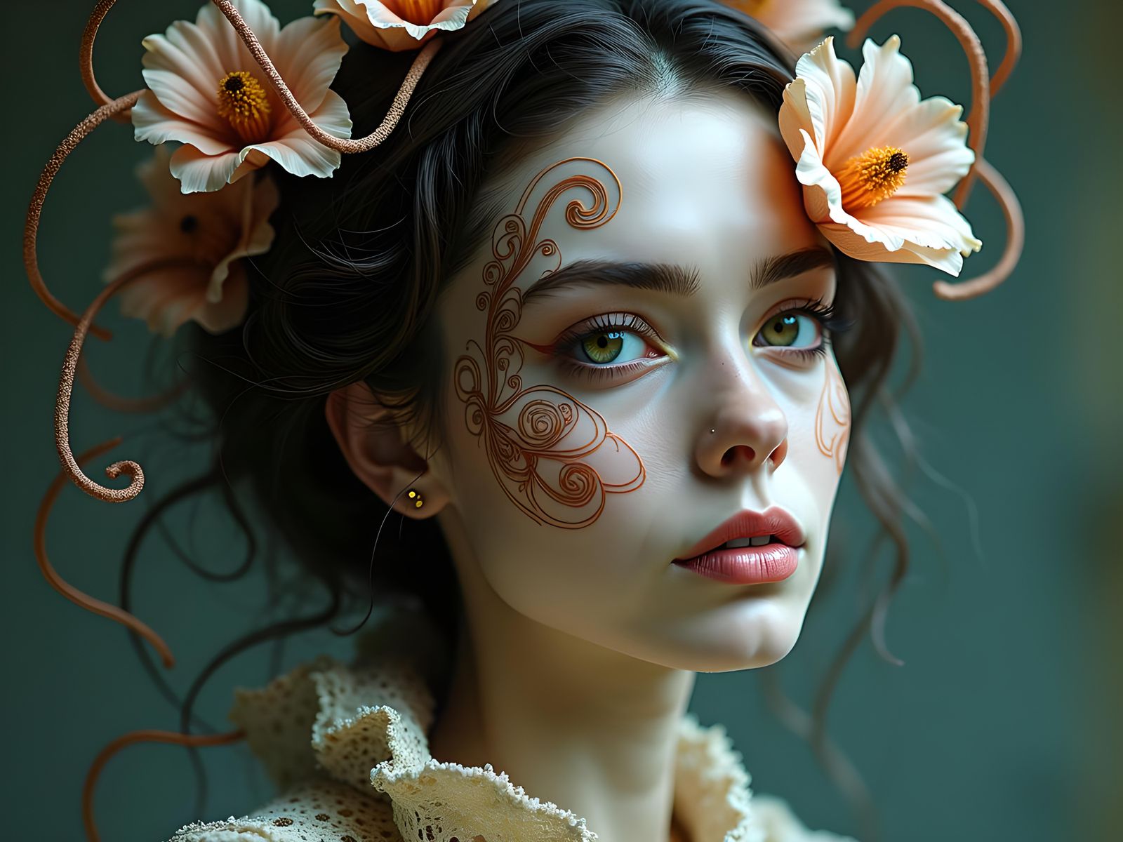 Stunning Woman with Intricate Skin Art