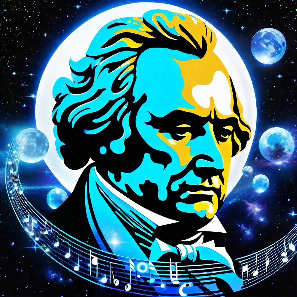 Beethoven Symphony Rising from Liquid Music Ocean