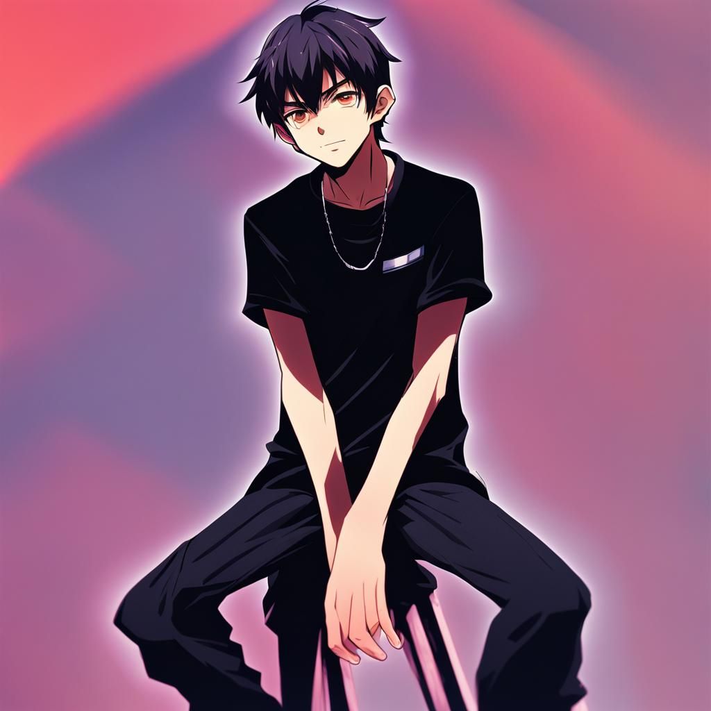 Anime Boy Portrait in Manga Scan Style