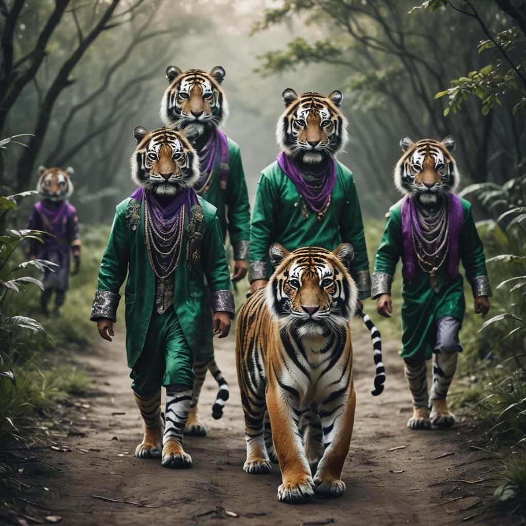 Surreal Tigers Explore Space in Fine Art Portrait