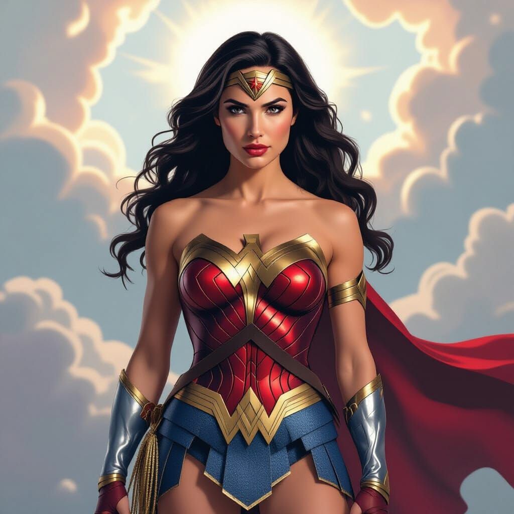 Dynamic Wonder Woman Portrait in Classic Costume