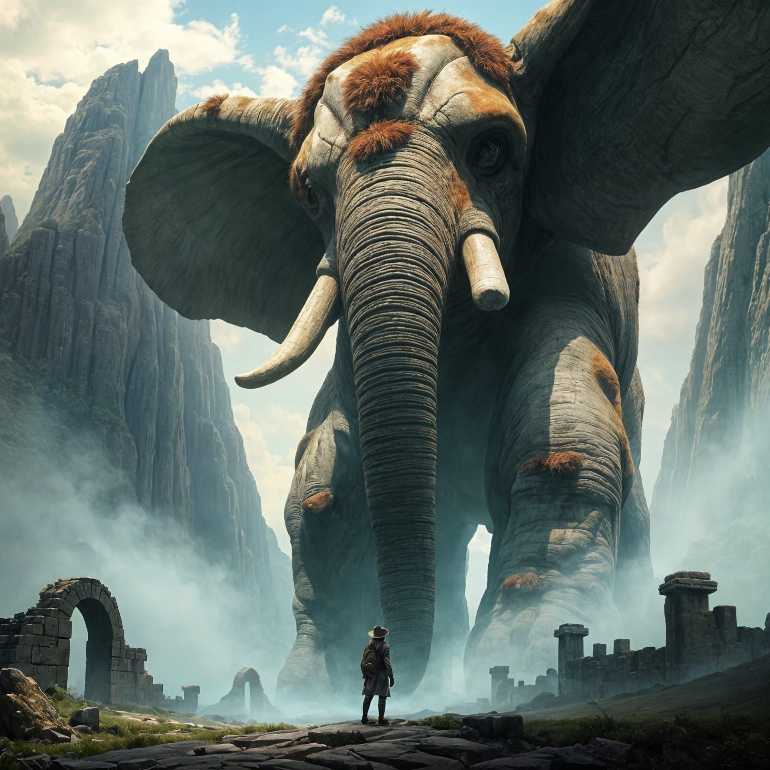 Forgotten God Elephant Wizard Towers Over Ancient Landscape