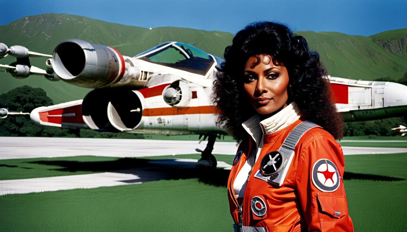 Pam Grier as X-Wing Pilot in Wally Wood Style