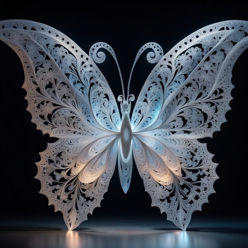 Diamond Butterfly Sculpture with Frozen Fractals