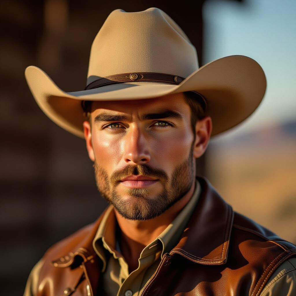 Young Cowboy in Golden Hour Light