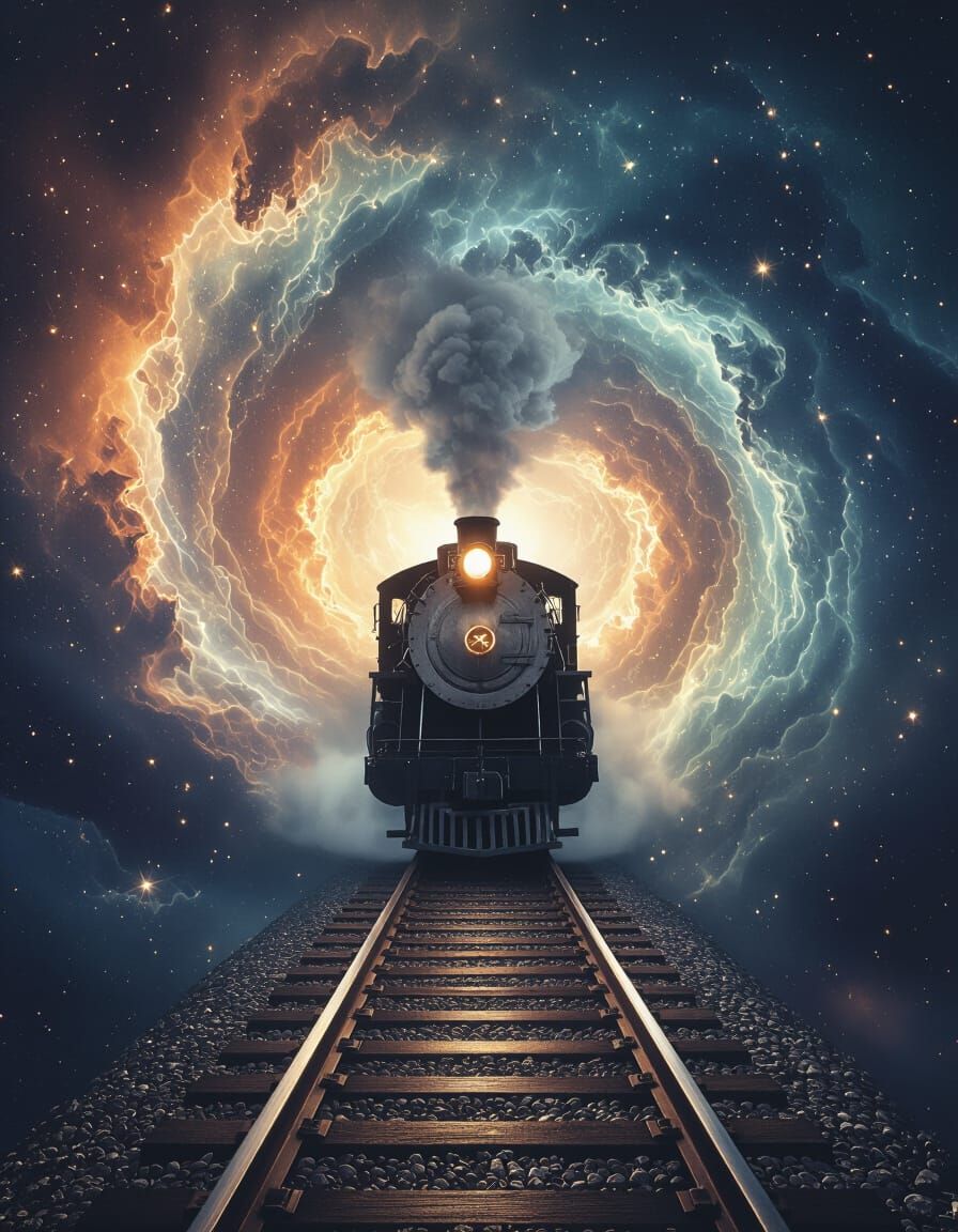 Vintage Steam Train in Cosmic Vortex, Editorial Photography ...