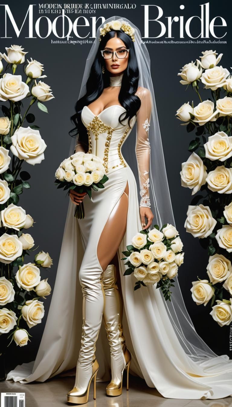 Modern Bride in Golden Rubber Dress