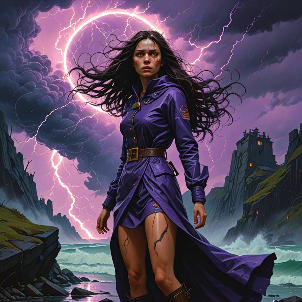 Mystical Storm Caller in a Dark Fantasy Setting