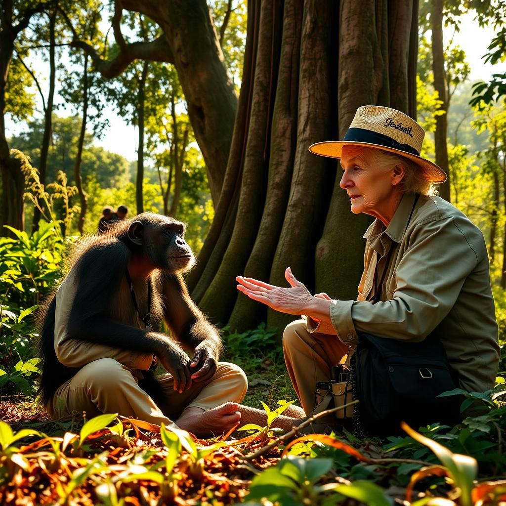 Jane Goodall in Lush Tanzanian Forest
