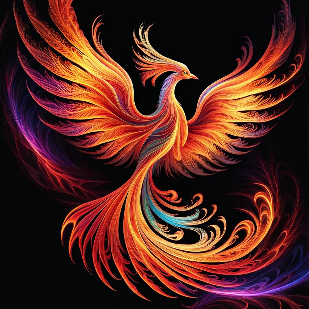 Fiery Phoenix Rising: Dark Fantasy Concept Art
