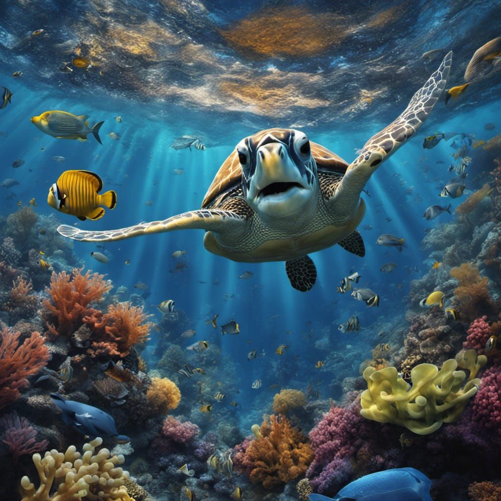 Vibrant Underwater Scene with Sea Life