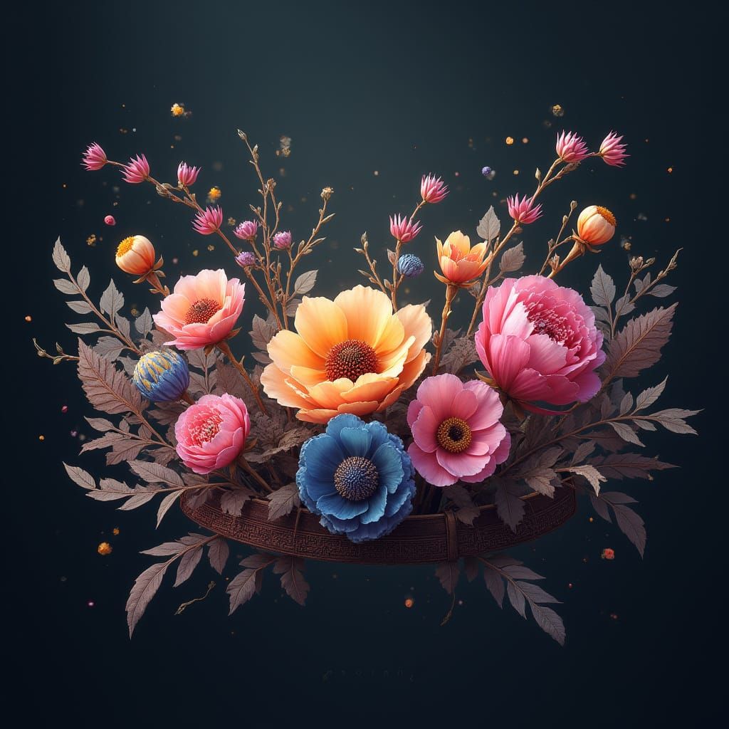 Whimsical Floral Belt in an Ethereal Void