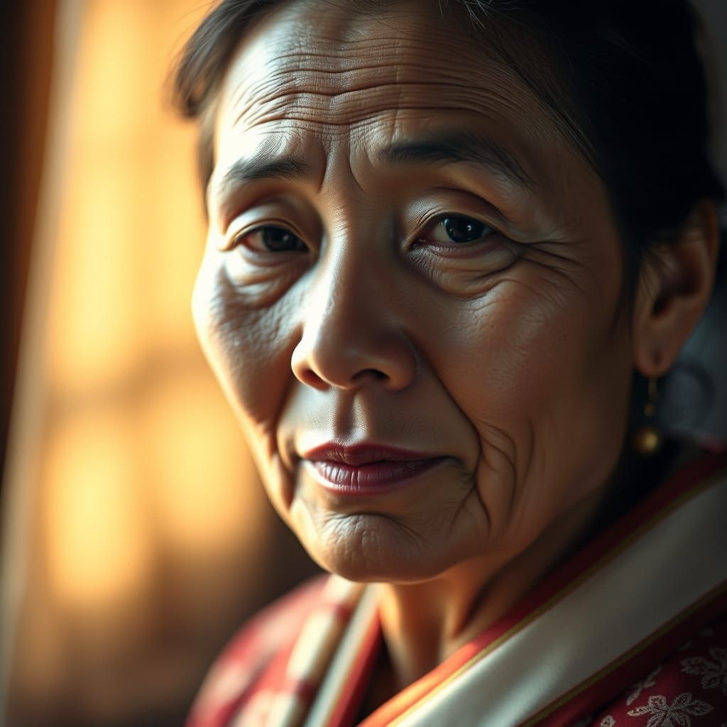 Serene Asian Woman Portrait in Golden Light