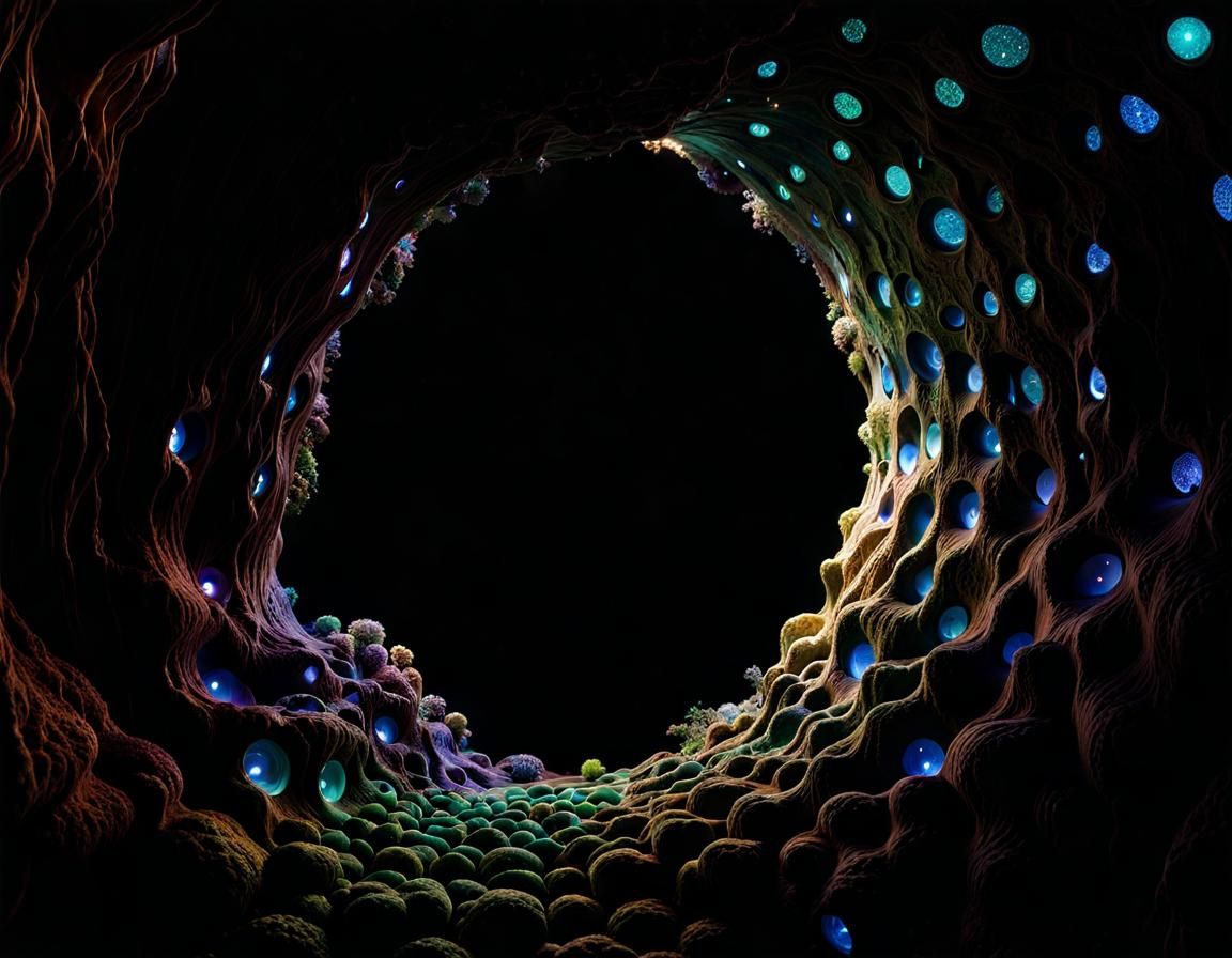 Underground Utopian Caverns in Surreal Style