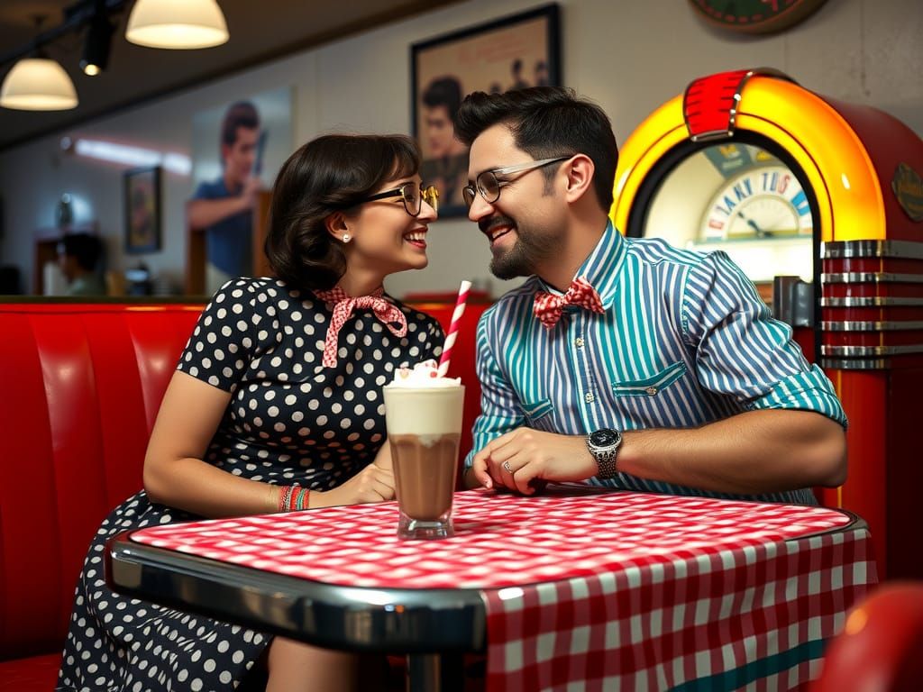 Retro Diner Romance in Warm Lighting