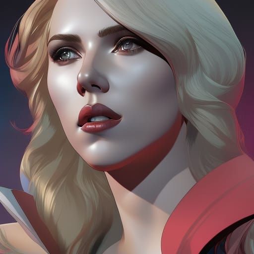 Hyperrealistic Portrait of Woman Eating Apple