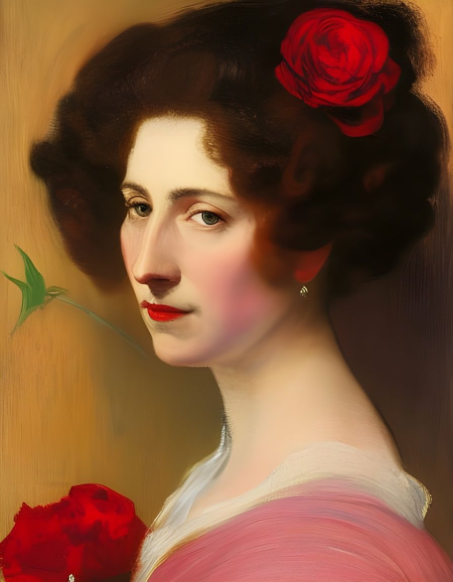 Woman with Rose: Tonalist Portrait