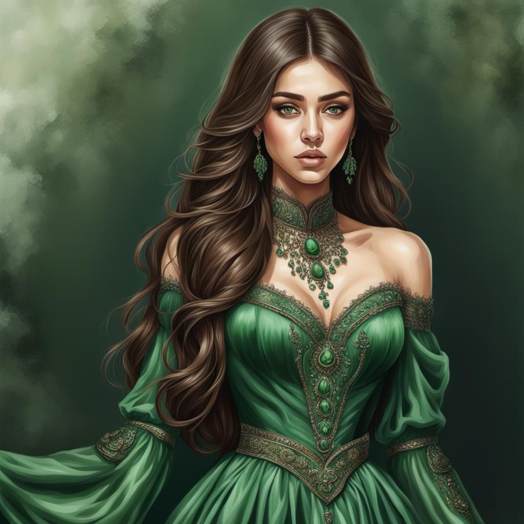 Victorian Slytherin Girl: Digital Painting of Elegant Beauty