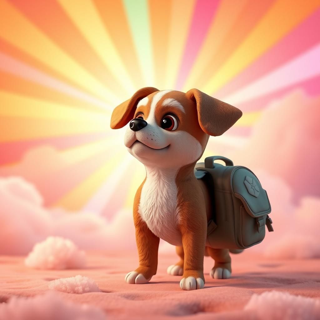 Heroic Dog in Dreamlike Pixar-Inspired Pixel Art
