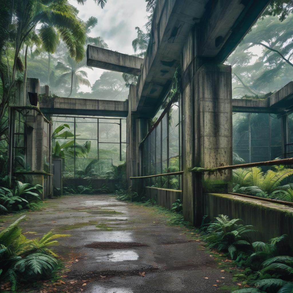 Abandoned Jurassic Park Enclosure in Jungle