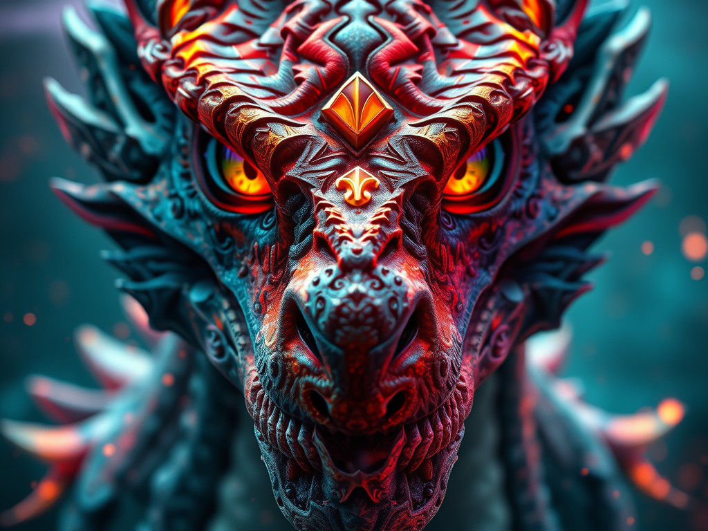Friendly Dragon Portrait in Vibrant Hyperdetailed Style