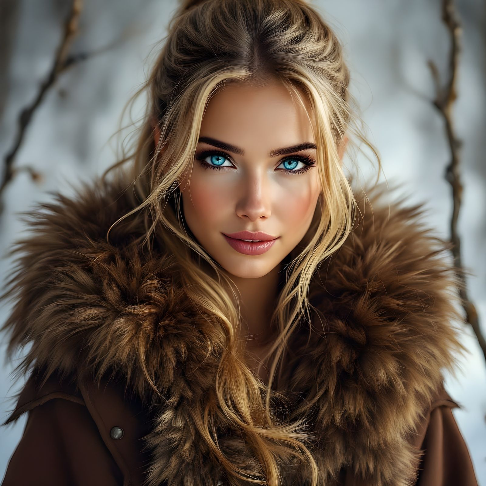 Beautiful Norse Goddess Portrait in Romantic Style