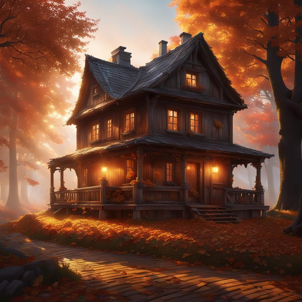 Enchanted Autumn House: Digital Matte Painting