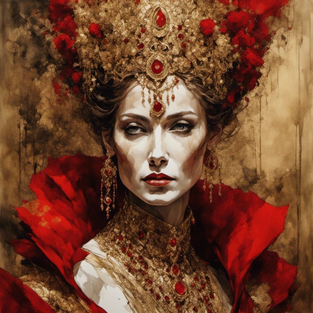 Elizabethan Noblewoman Portrait with Color Pop Accents