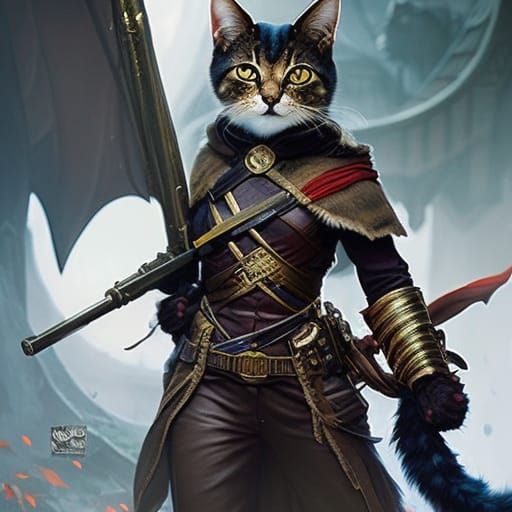 Hyperdetailed War Cat Portrait in Fantasy Art Style