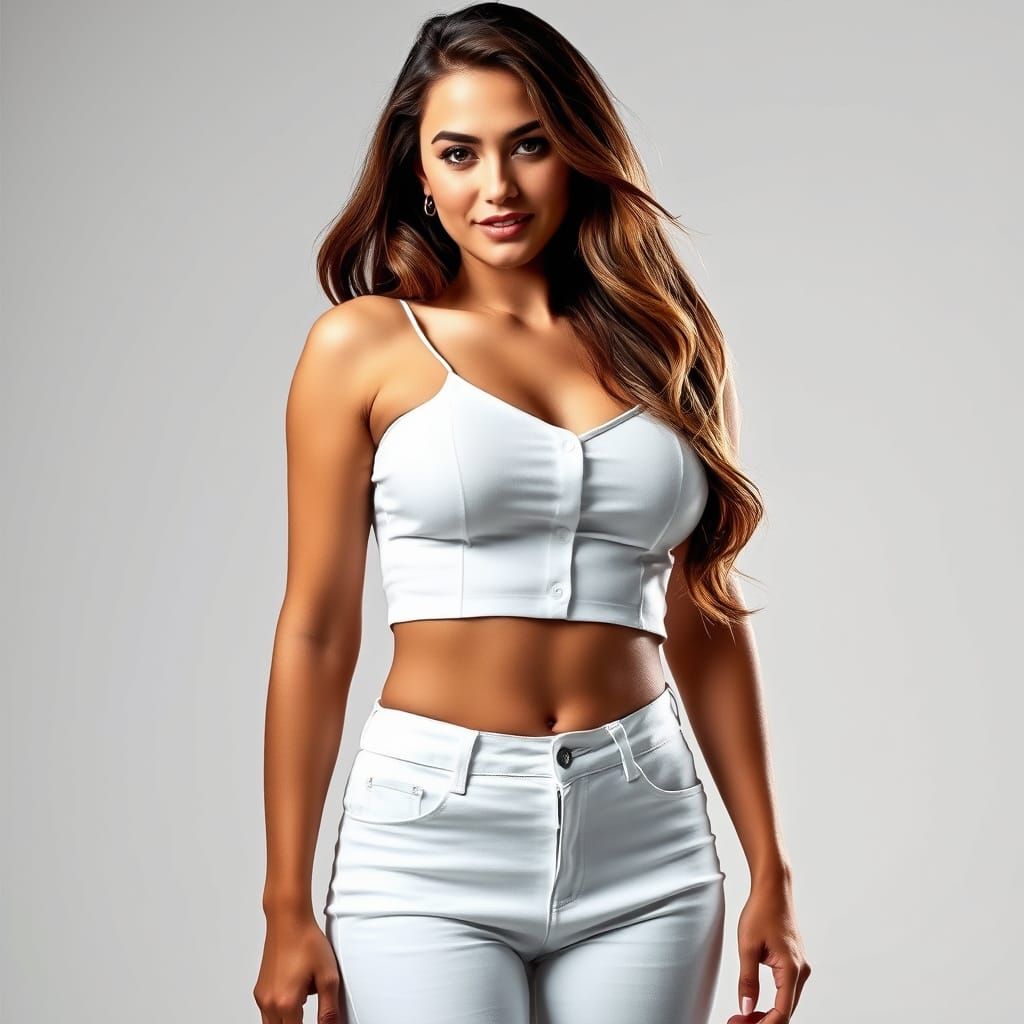 Confident European Beauty in Studio Lighting