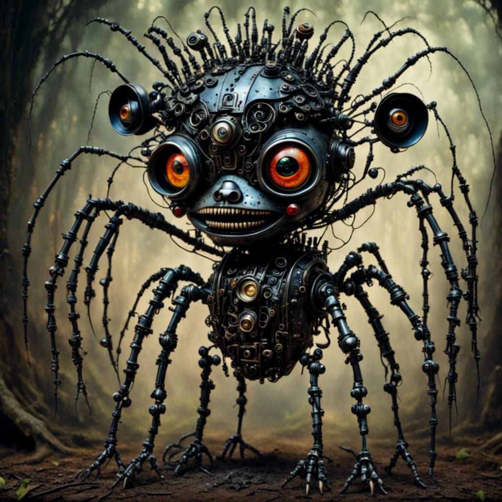 Demonic Robot Monkey Spreading Infection, Ferrofluid Art