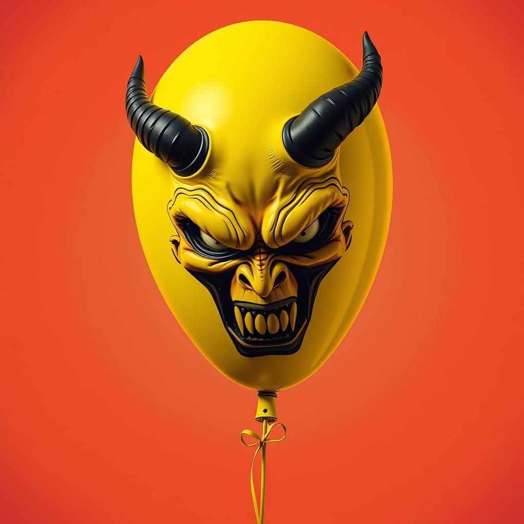 Deformed Devil Balloon in Pop Art Style