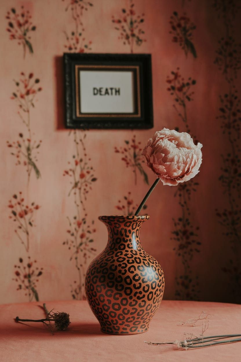 Frozen Flower in Leopard Vase Still Life