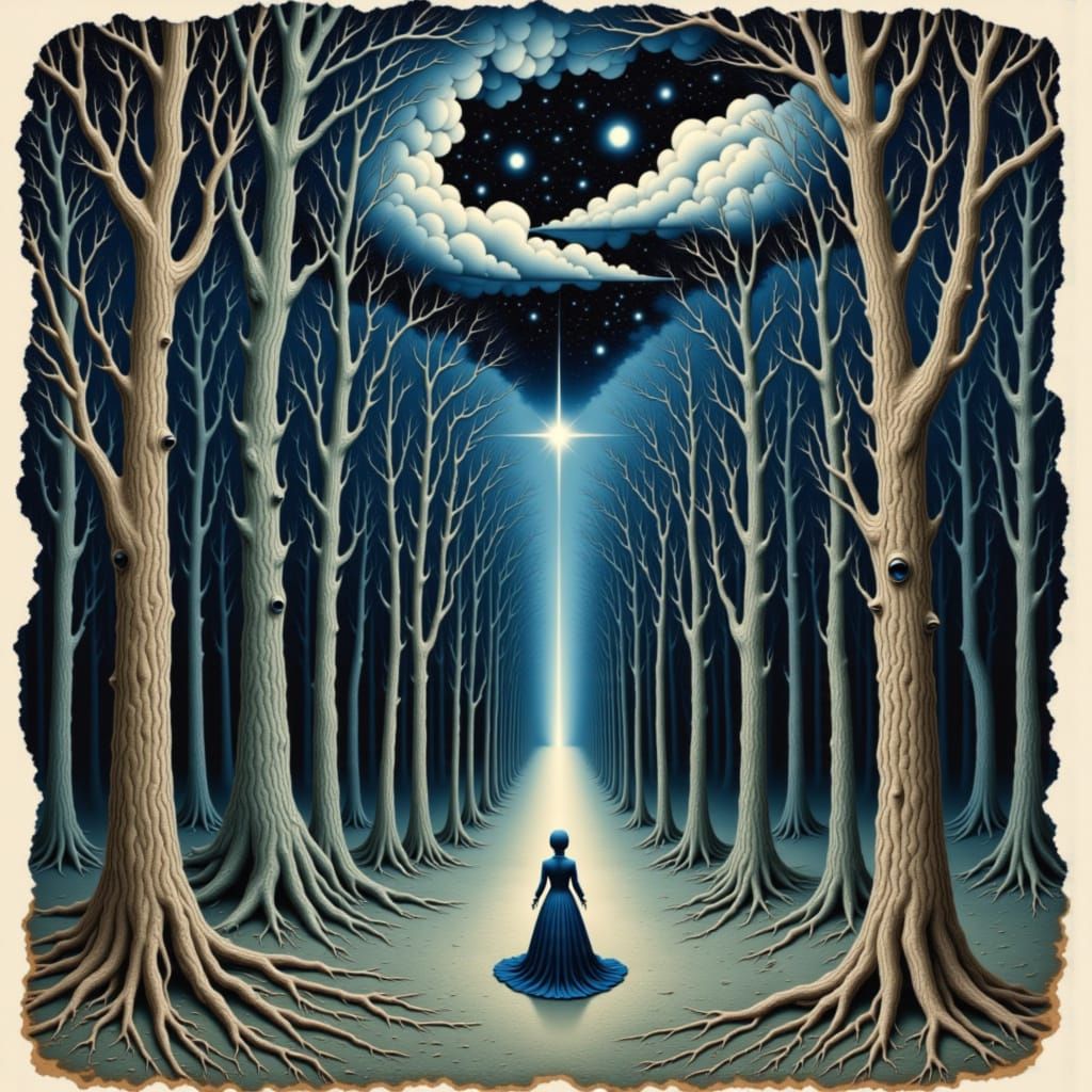 Ethereal Ghostly Figures in a Haunted Forest