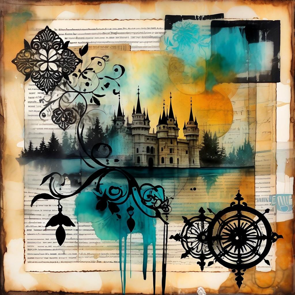 Mongolian Woman by River: Mixed Media Encaustic Art