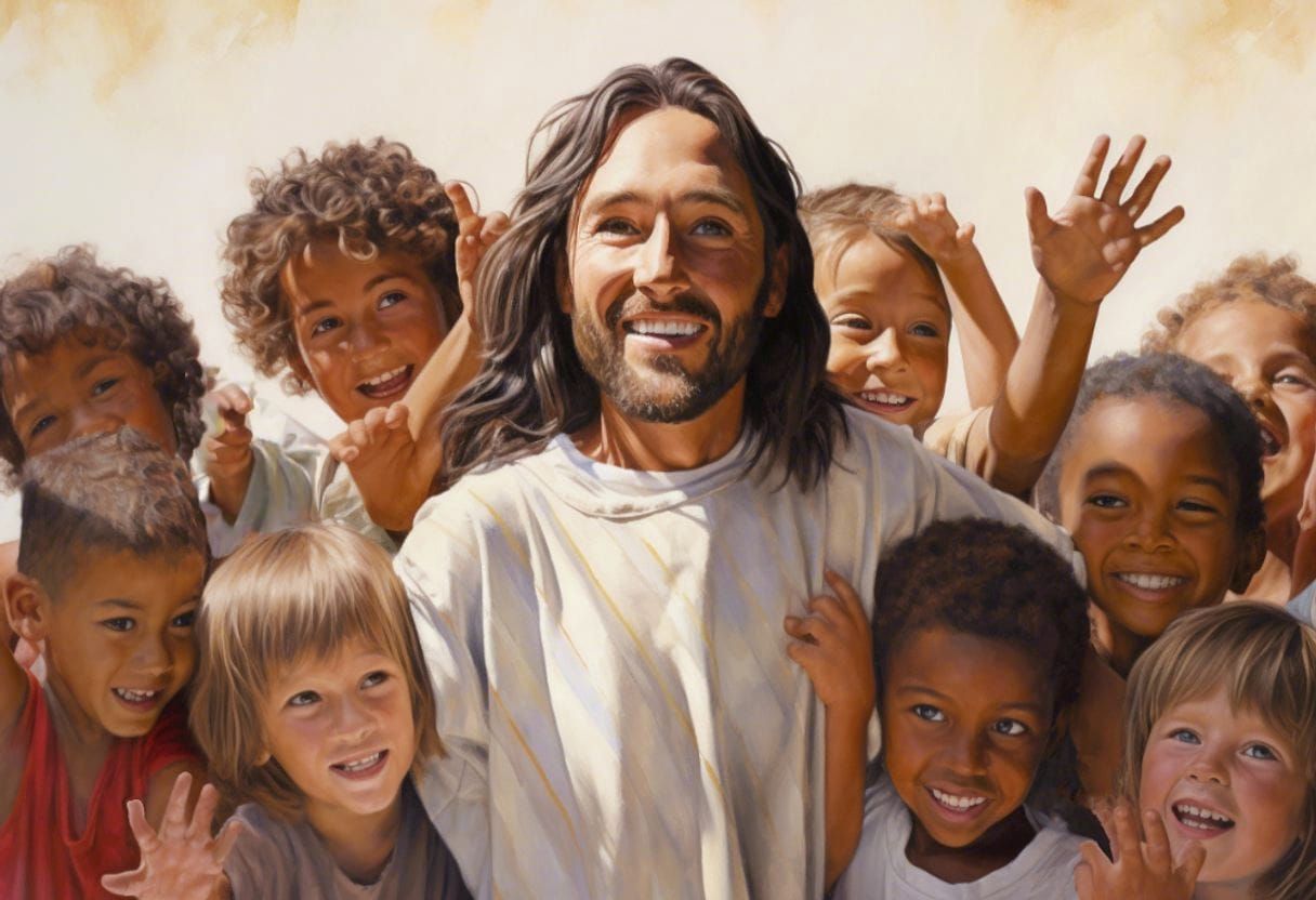 Jesus Surrounded by Children: A Vintage Painting