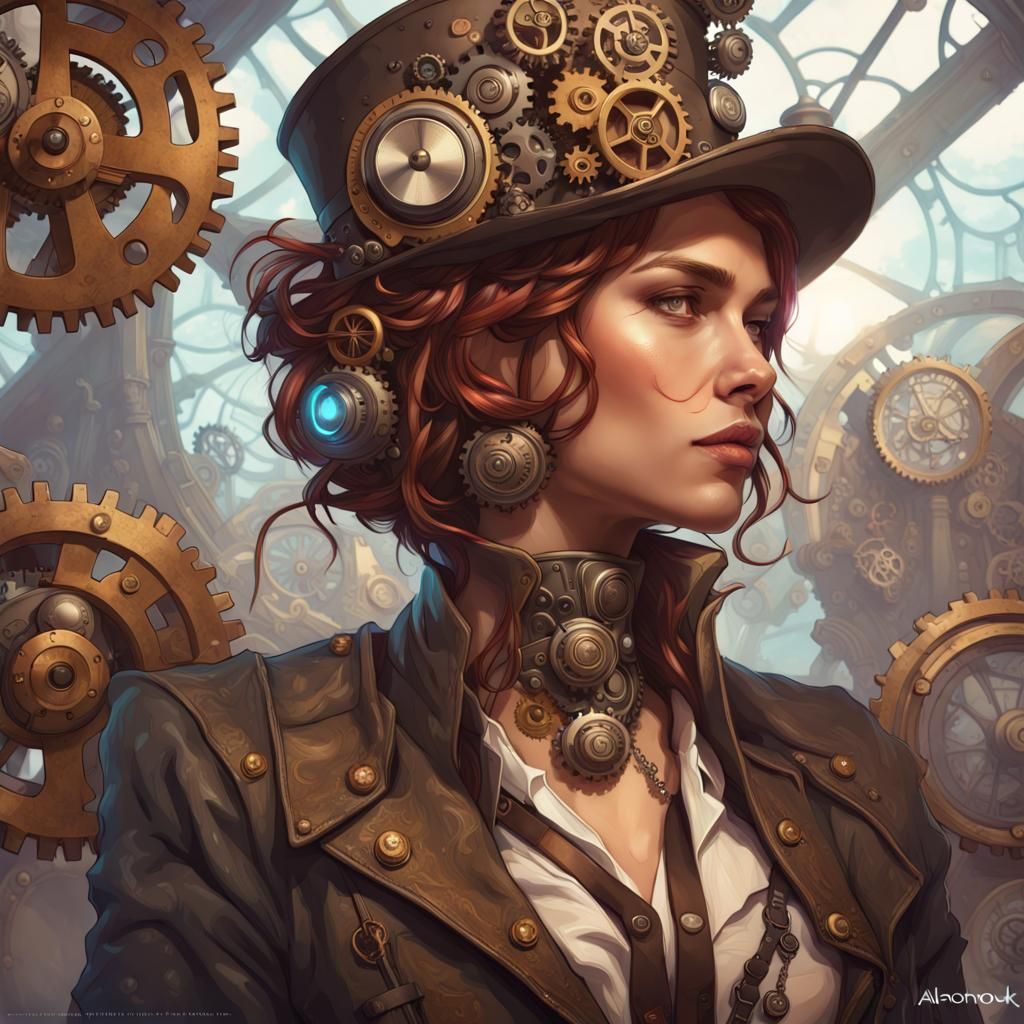 Tags, steampunk exotic women, steampunk masculine men, cogs and gears, stickers head and shoulders portrait, 8k resoluti...