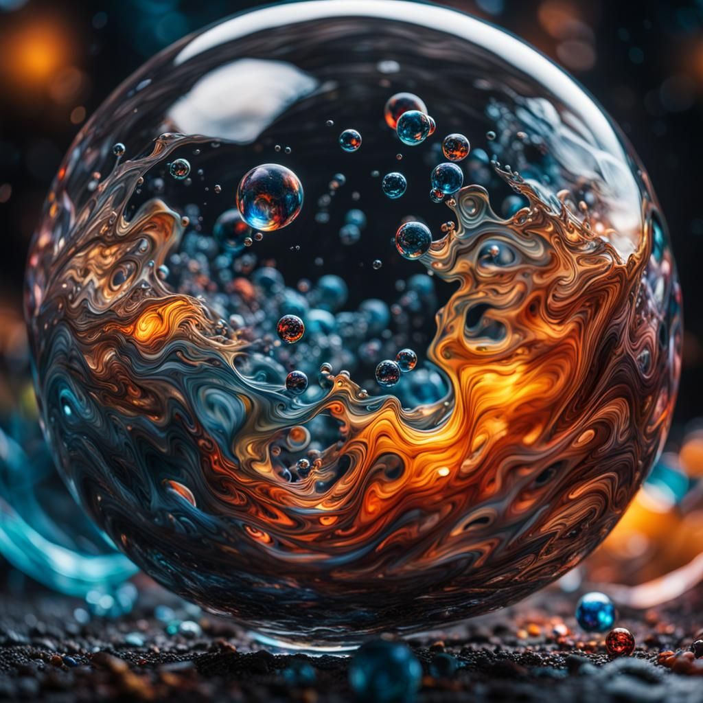Colorful Fluid Vortices in Glass Sphere